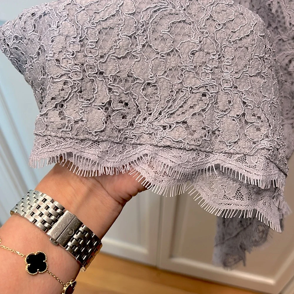 ✨ Adrianna Papell ✨ NWT Guipure Lace Blouson Dress Light Dove Size 6 - Picture 10 of 10